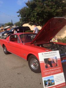 OPEN WIDE: Showing off the Mustang at a car show in California. And hey, we recognize that top photograph on the placard. Meta! 