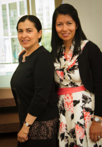 Dr. Luz Marina Aguirre, one of the 2015 Lucy Hobbs Award winners, reconnects with fellow Hispanic Dental Association leader Dr. Angela Hernandez