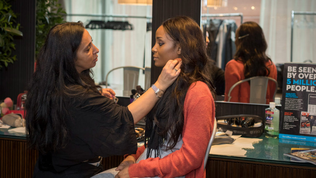 hair-and-makeup artist Suzana Hallili (left) with Dr. Malieka Johnson of this year’s 4040 class