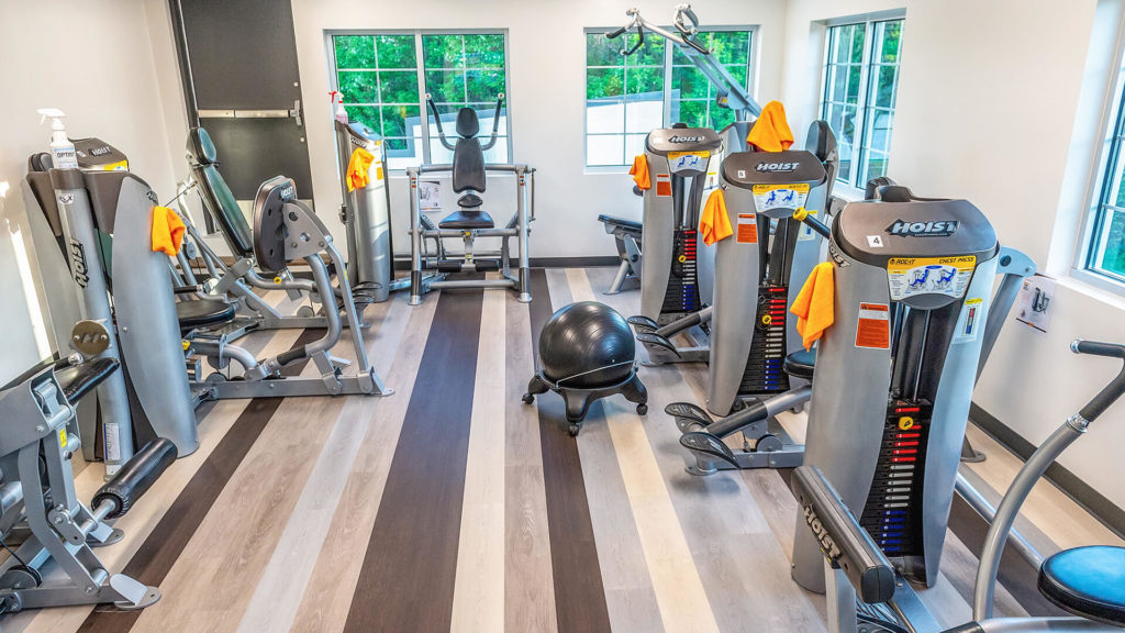 WEIGHTING ROOM: VSP Dental’s second-floor gym is just one of a variety of employee perks. 