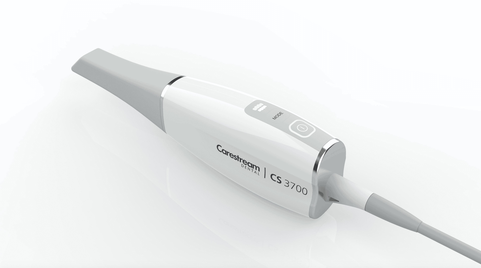 A product image of the sleek white and gray Carestream Dental CS 3700.