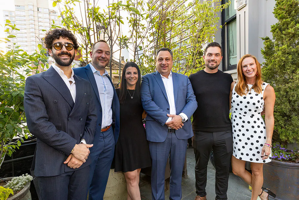 (6, from left) Dentsply Sirona’s Phil Akdemir, Jake O’Neill and Lauren Janofsky with Benco Dental equipment specialists Roman Yampolsky and Mark Kuchta, and Denstply Sirona’s Ashley Parks;