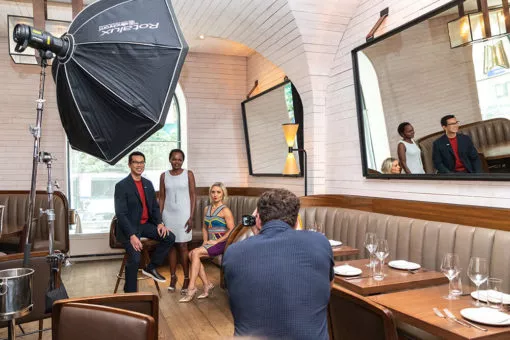 (from left) honorees Drs. Bar Nguyen, Roselyne Gichana and Yuliya Salmeron being shot by photographer Matt Furman