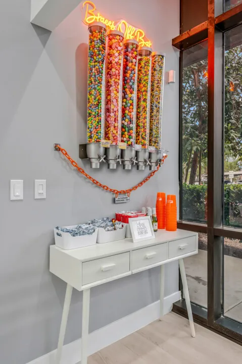 Let them eat sugar: Dr. Brandon’s “Braces Off Bar” offers patients a sweet reward at the conclusion of treatment. 